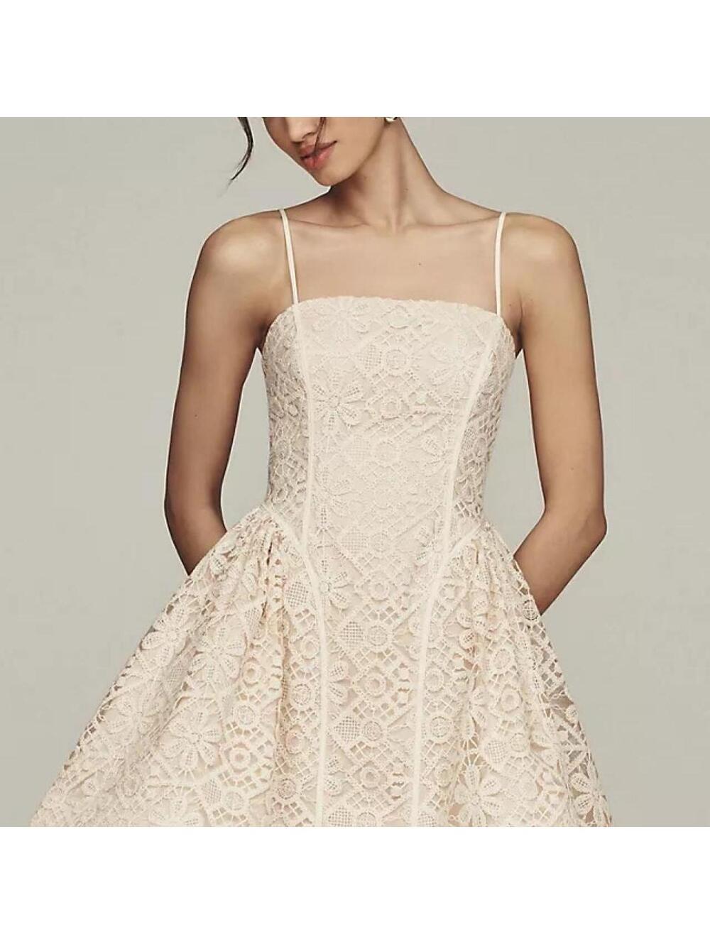 Anthropologie Lace Basque-Waist Mini Dress